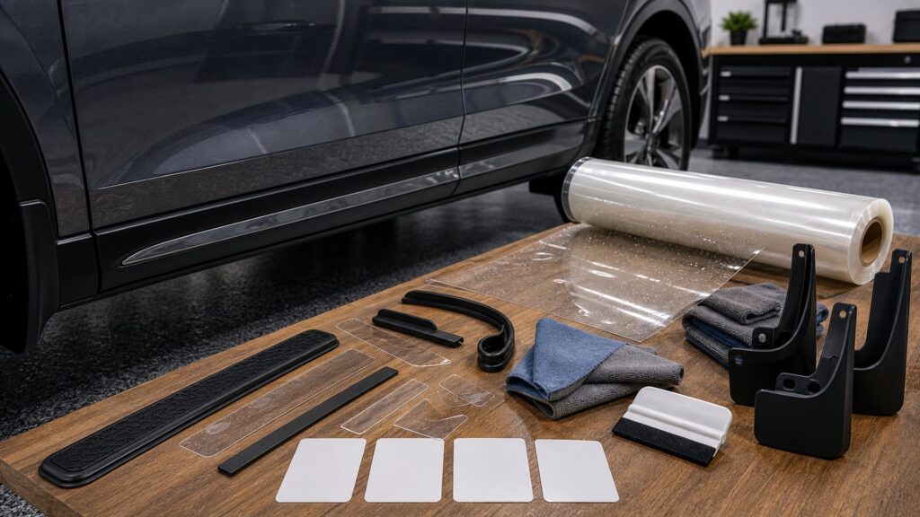 body protection shopping setup for overall selection with practical vehicle-focused details