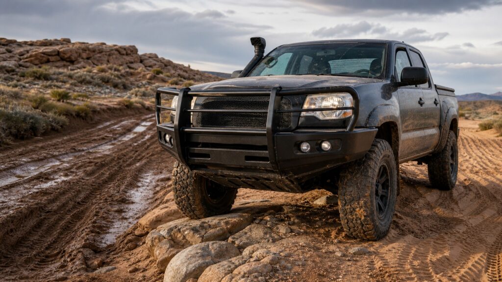 brush guards shopping setup for rock, mud, and sand terrain with practical vehicle-focused details