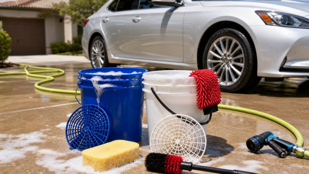 bucket wash systems shopping setup for weekend wash routines with practical vehicle-focused details