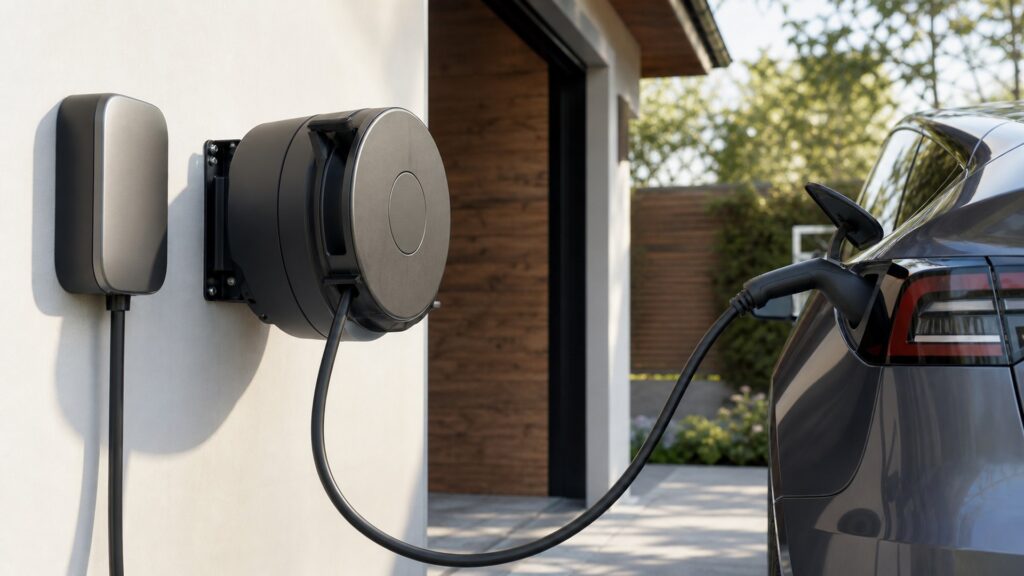 cable organizer reels shopping setup for home charging setup with practical vehicle-focused details