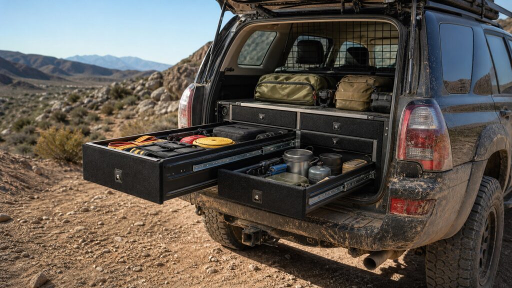 camping drawer systems shopping setup for overlanding gear durability needs with practical vehicle-focused details