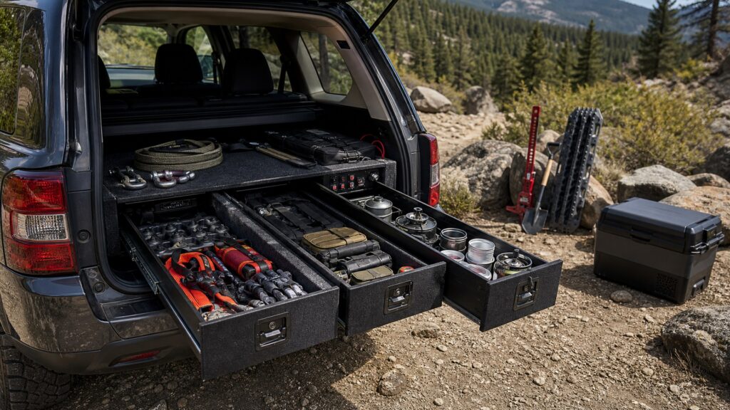 camping drawer systems shopping setup for trail recovery planning with practical vehicle-focused details