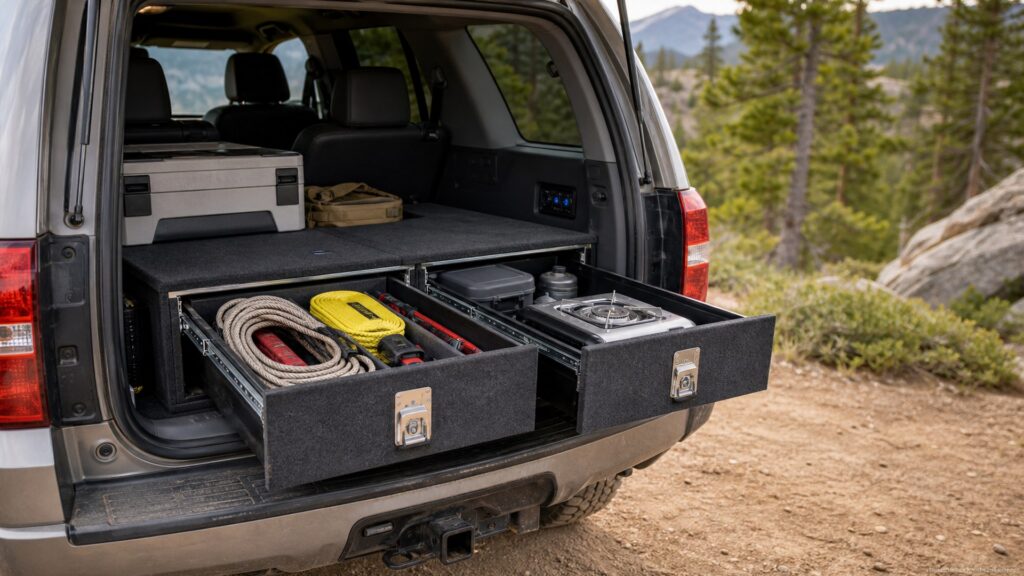 camping drawer systems shopping setup for overall selection with practical vehicle-focused details