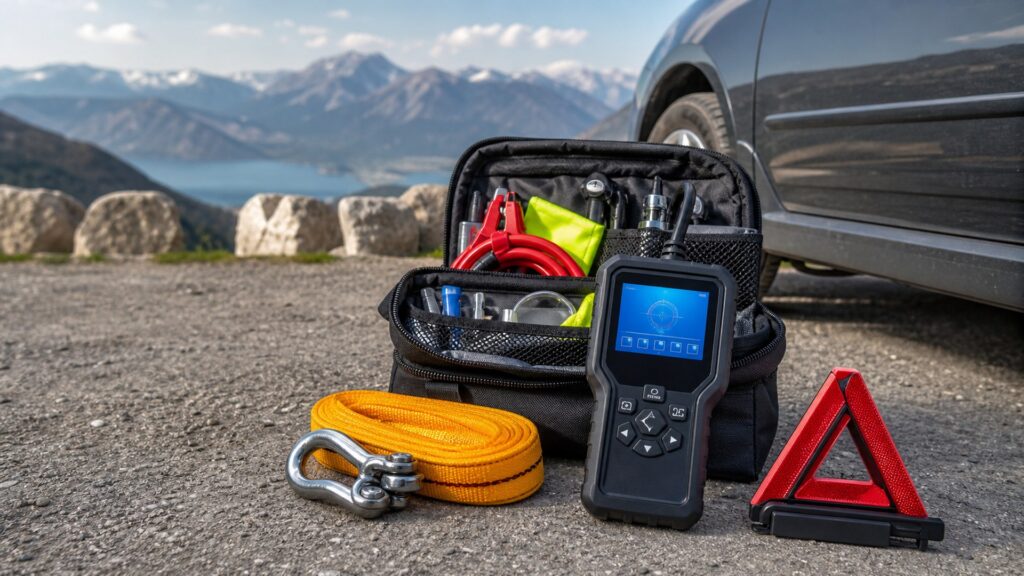 car code readers shopping setup for road trip technology needs with practical vehicle-focused details