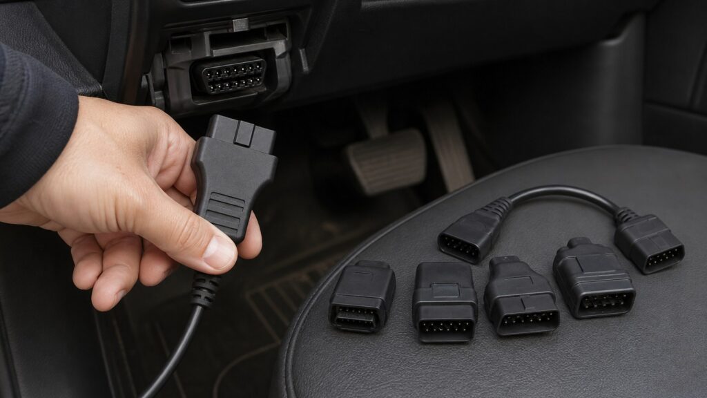 car code readers shopping setup for vehicle compatibility checks with practical vehicle-focused details