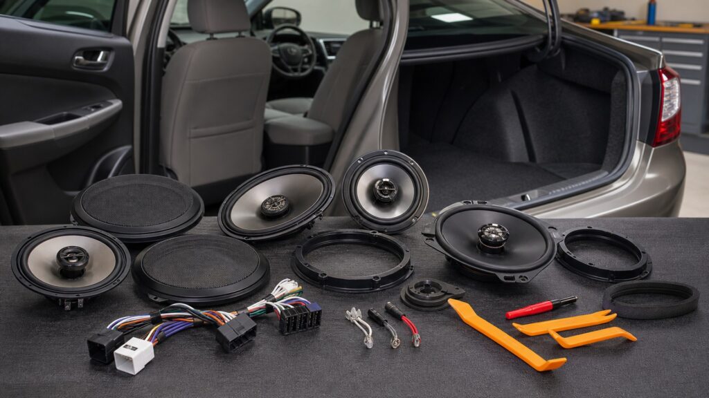 car speakers shopping setup for fleet and commuter vehicles with practical vehicle-focused details