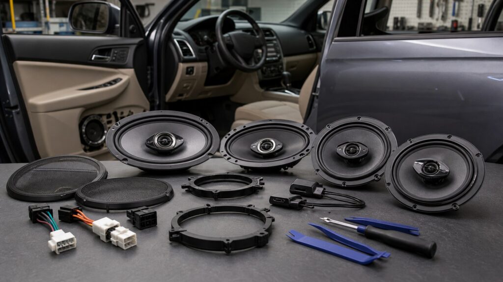 car speakers shopping setup for vehicle compatibility checks with practical vehicle-focused details