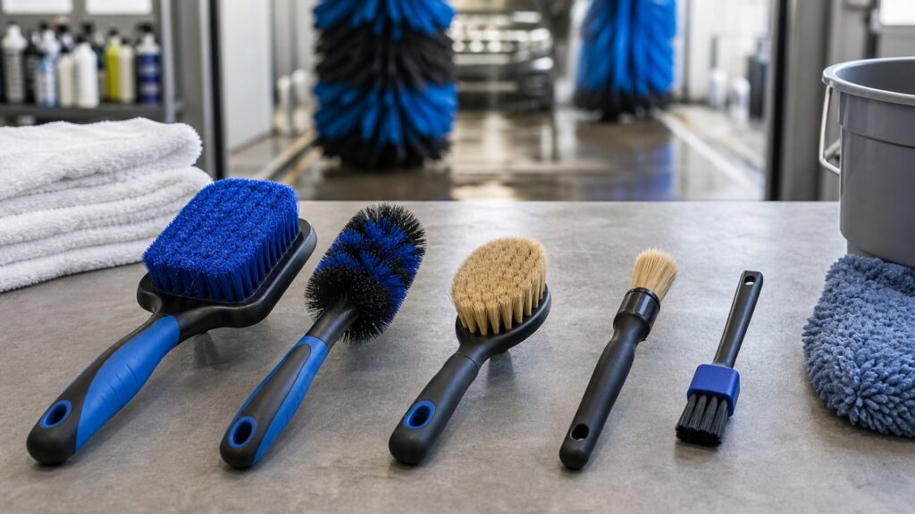 car wash brushes shopping setup for overall selection with practical vehicle-focused details