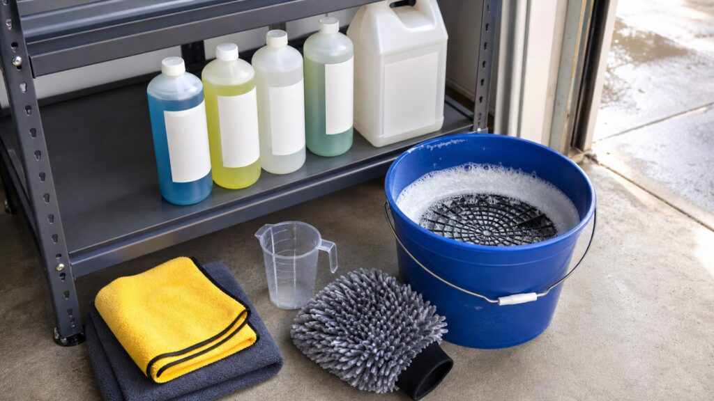 car wash soaps shopping setup for maintenance wash supplies with practical vehicle-focused details