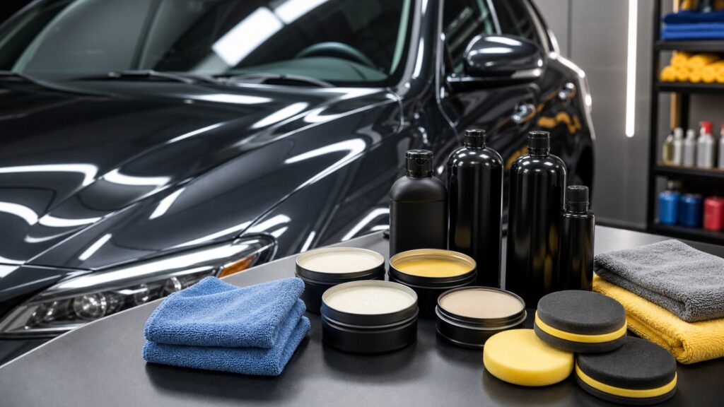 car waxes shopping setup for maintenance wash supplies with practical vehicle-focused details