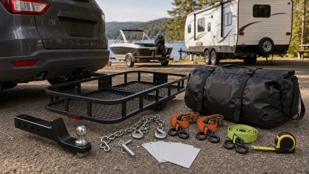 cargo carriers shopping setup for rv and boat towing with practical vehicle-focused details