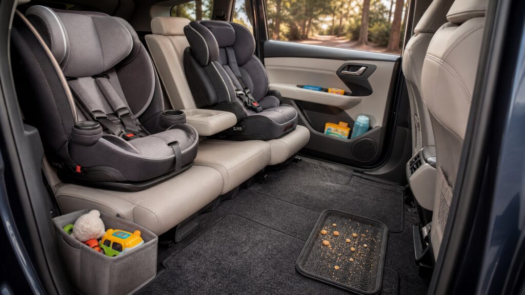 carpet floor mats shopping setup for family vehicle organization with practical vehicle-focused details