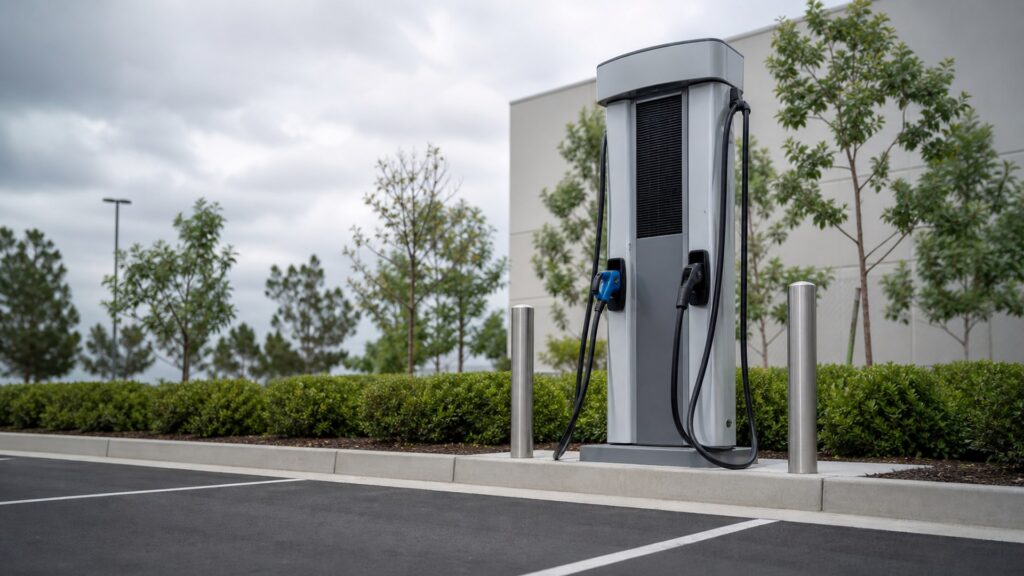 commercial ev charging stations shopping setup for outdoor charging installations with practical vehicle-focused details
