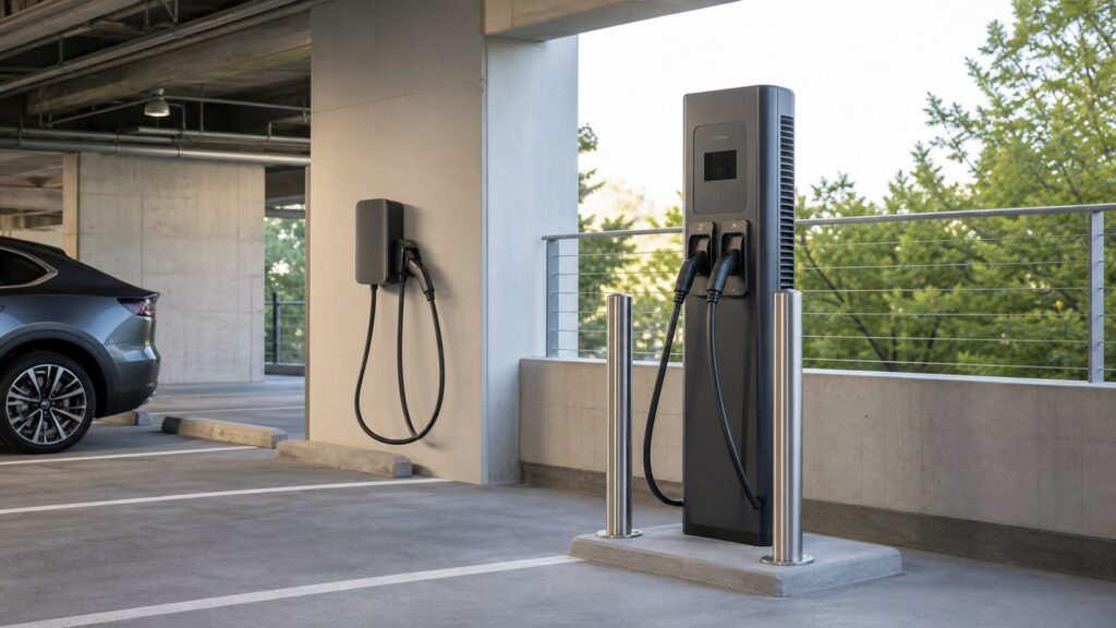 commercial ev charging stations shopping setup for overall selection with practical vehicle-focused details