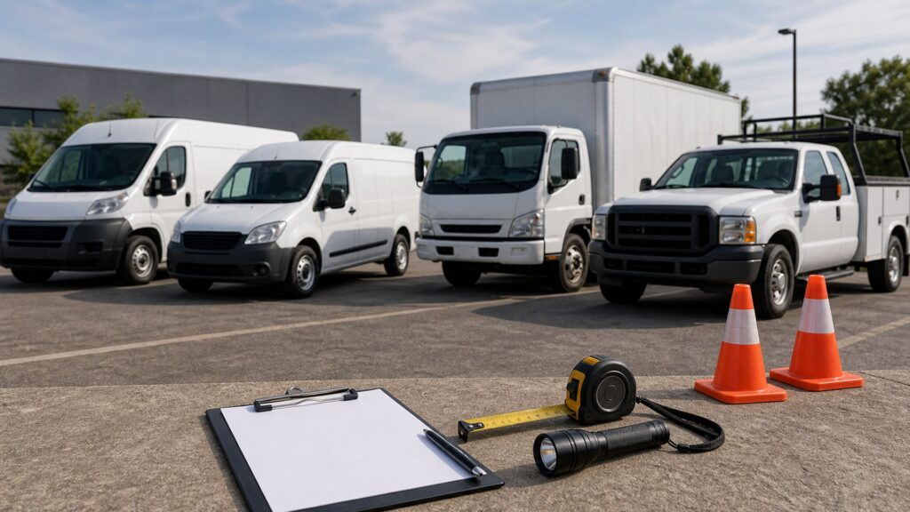 commercial vehicles shopping setup for overall selection with practical vehicle-focused details