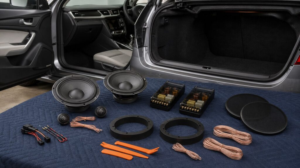 component speaker systems shopping setup for fleet and commuter vehicles with practical vehicle-focused details