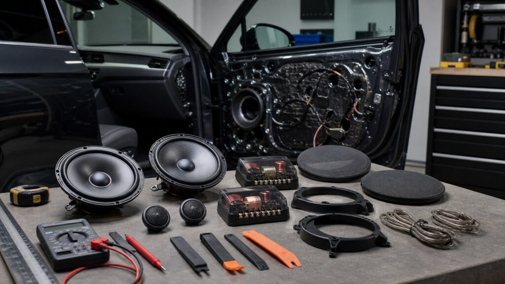 component speaker systems shopping setup for vehicle compatibility checks with practical vehicle-focused details