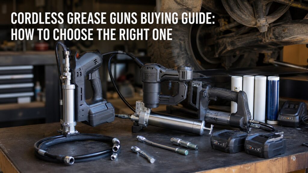 cordless grease guns shopping setup for overall selection with practical vehicle-focused details