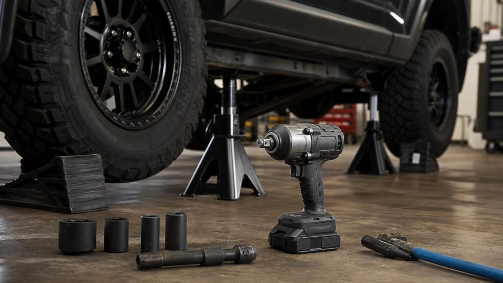 cordless impact wrenches shopping setup for lift and safety requirements with practical vehicle-focused details