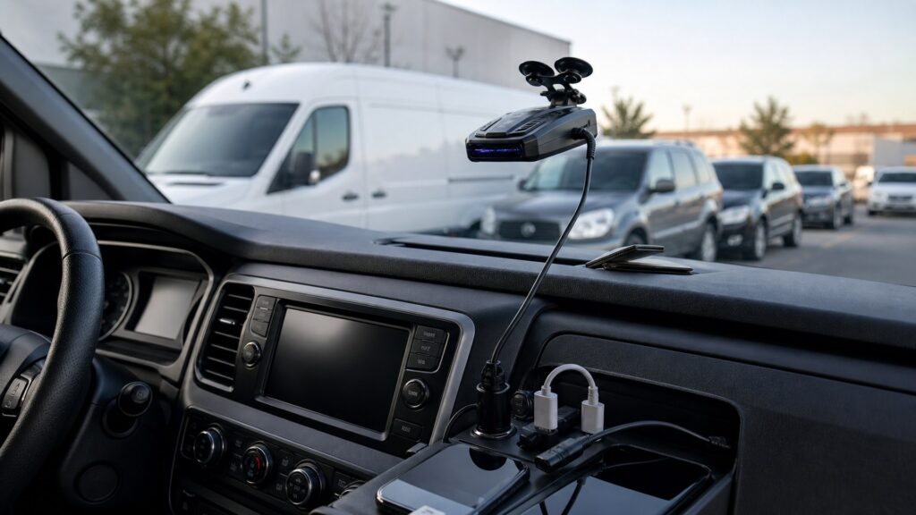 cordless radar detectors shopping setup for fleet and commuter vehicles with practical vehicle-focused details