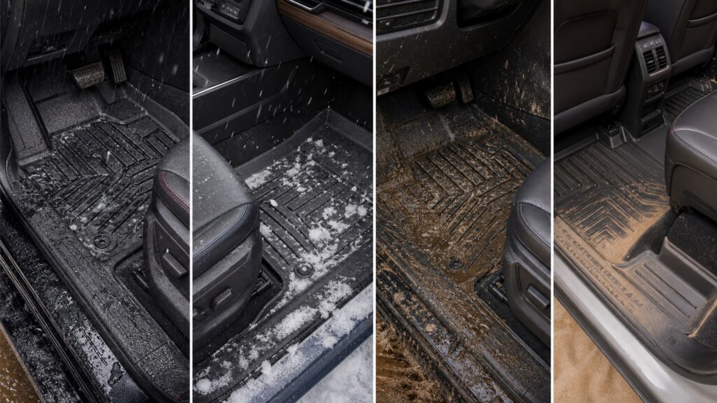 custom fit floor mats shopping setup for all-weather interior use with practical vehicle-focused details