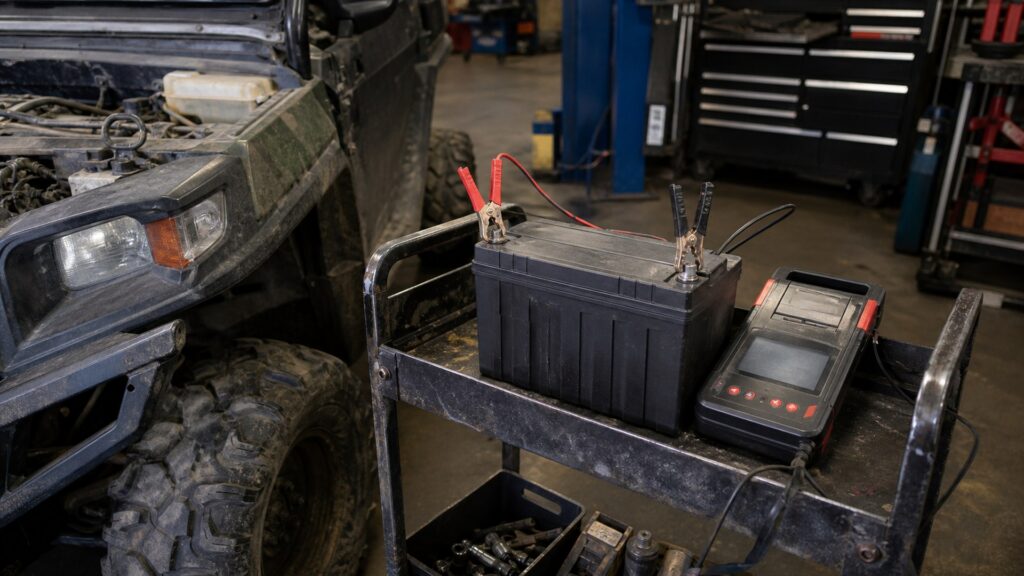 deep cycle batteries shopping setup for high-mileage vehicle repairs with practical vehicle-focused details