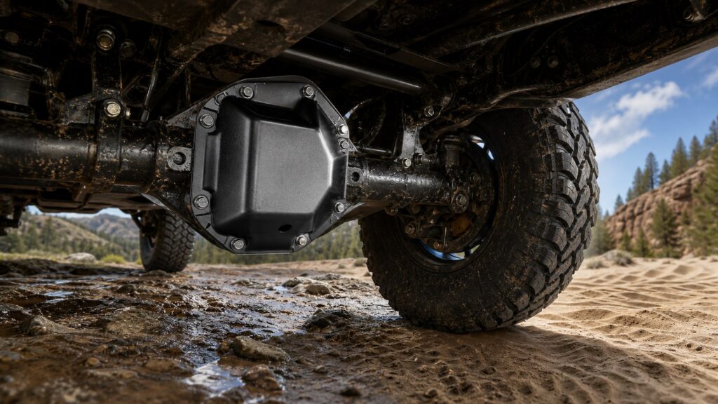 differential guards shopping setup for rock, mud, and sand terrain with practical vehicle-focused details