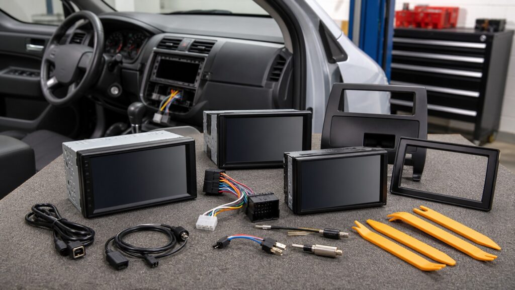 double din head units shopping setup for fleet and commuter vehicles with practical vehicle-focused details