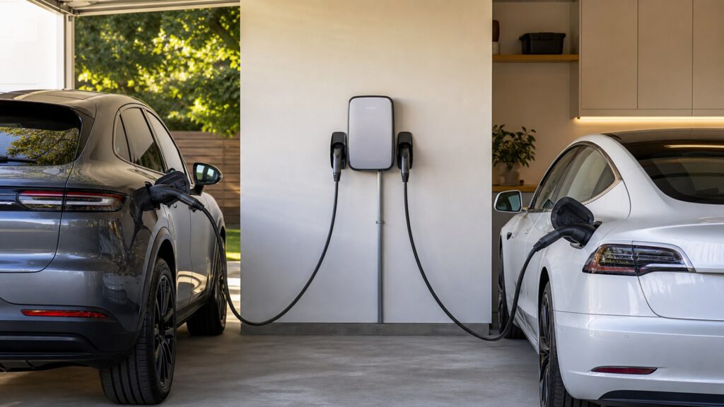 dual port ev chargers shopping setup for home charging setup with practical vehicle-focused details
