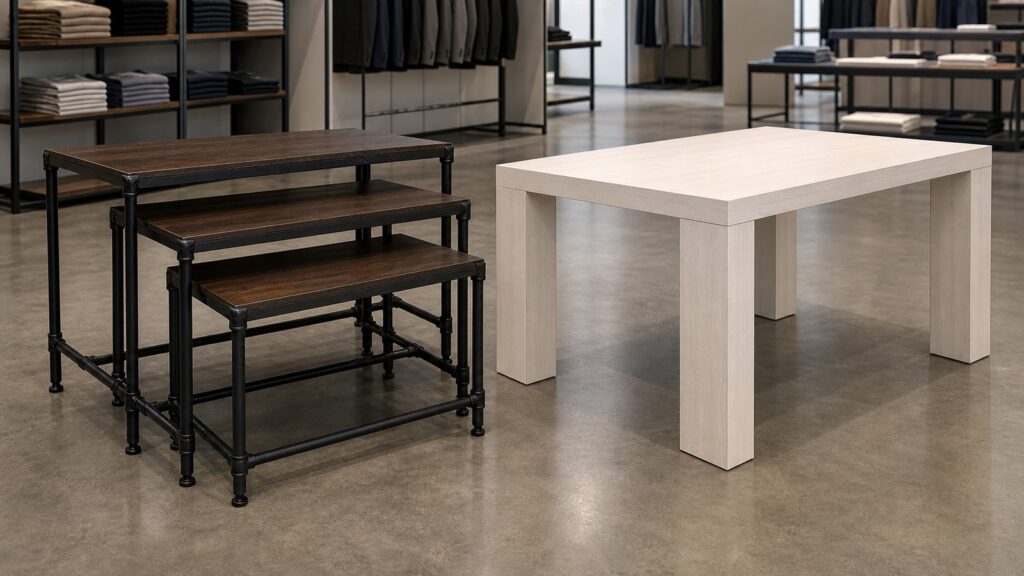 Econoco Pipeline Nesting Table vs Econoco Rectangular Display Table business comparison image