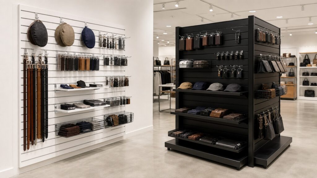 Econoco Slatwall Panels vs Only Hangers Slatwall Gondola Display business comparison image