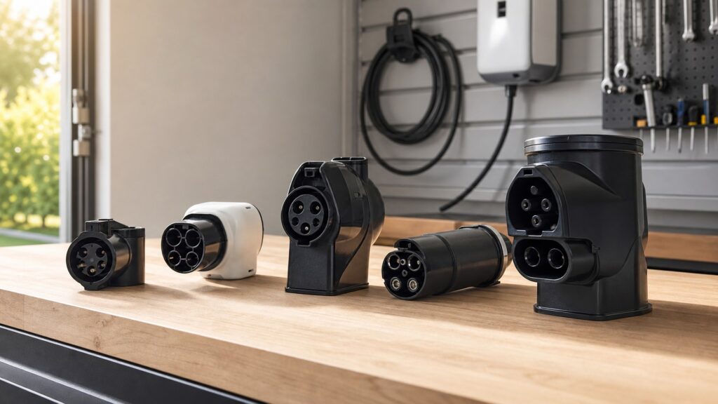 ev charging adapters shopping setup for overall selection with practical vehicle-focused details