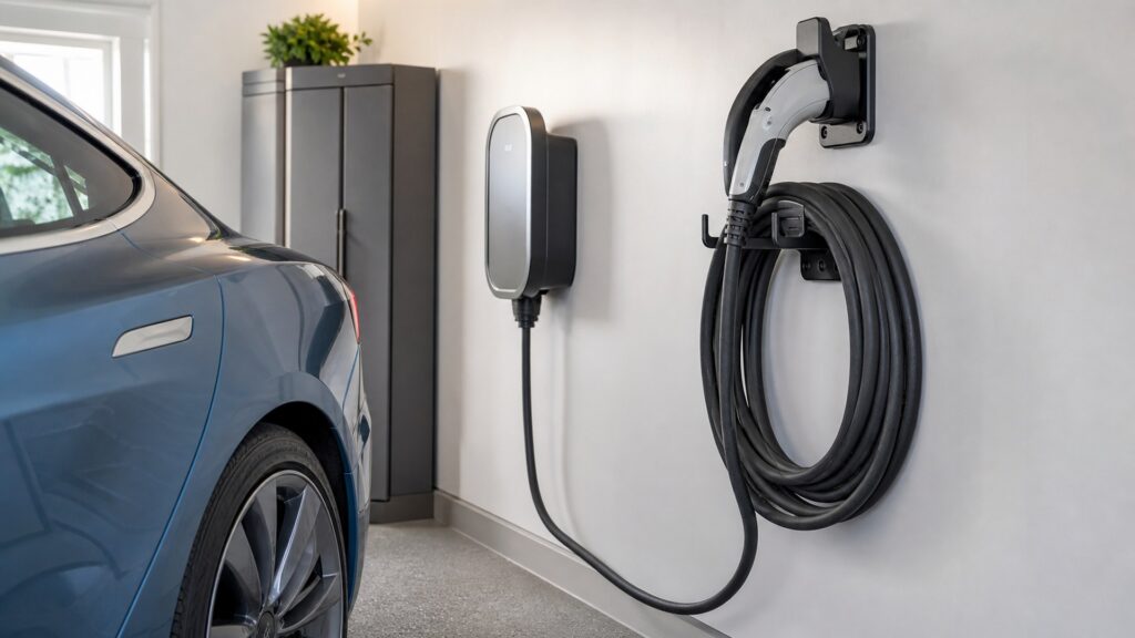 ev charging cables shopping setup for charging cable management with practical vehicle-focused details