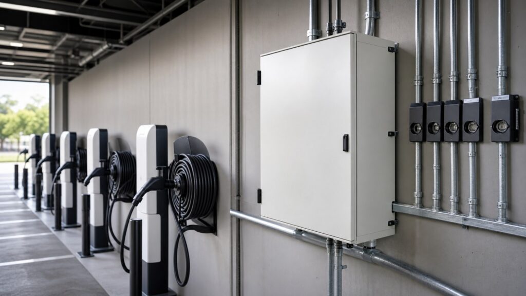 ev energy management systems shopping setup for charging cable management with practical vehicle-focused details