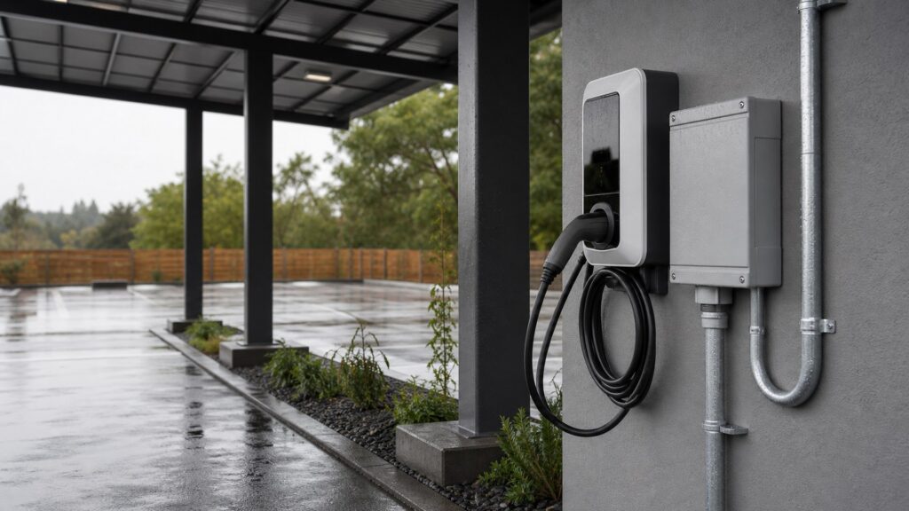 ev ground fault devices shopping setup for outdoor charging installations with practical vehicle-focused details