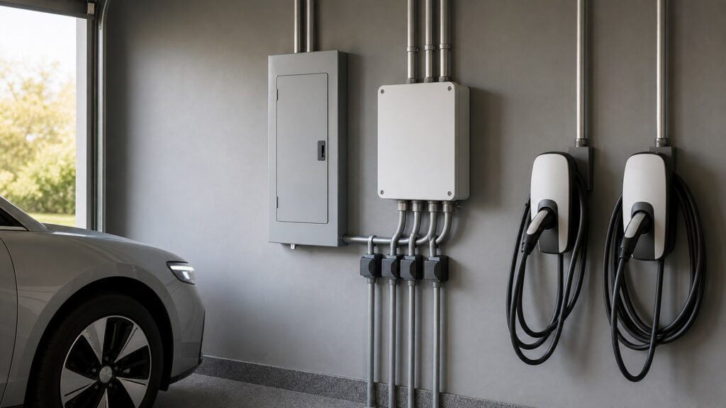 ev load balancing devices shopping setup for home charging setup with practical vehicle-focused details
