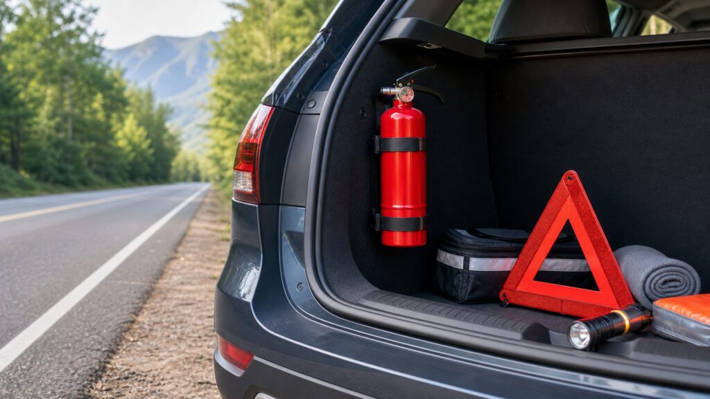 fire extinguisher mounts shopping setup for roadside emergency prep with practical vehicle-focused details
