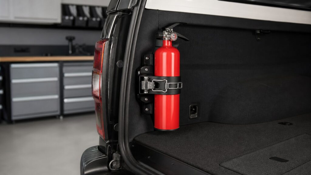 fire extinguisher mounts shopping setup for vehicle fire safety storage and access with practical vehicle-focused details