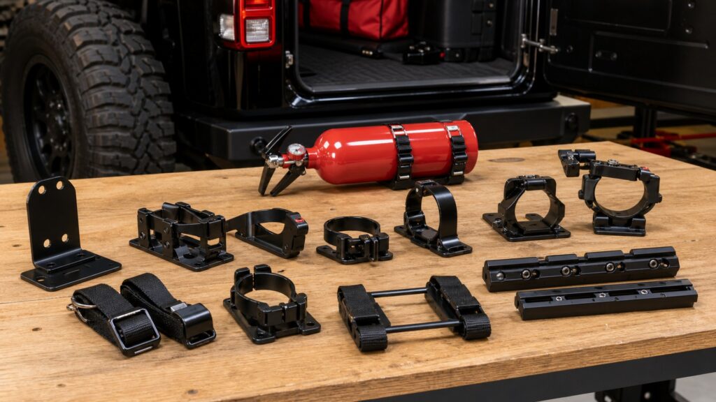 fire extinguisher mounts shopping setup for overall selection with practical vehicle-focused details