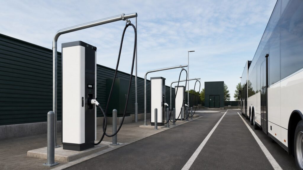 fleet ev chargers shopping setup for charging cable management with practical vehicle-focused details