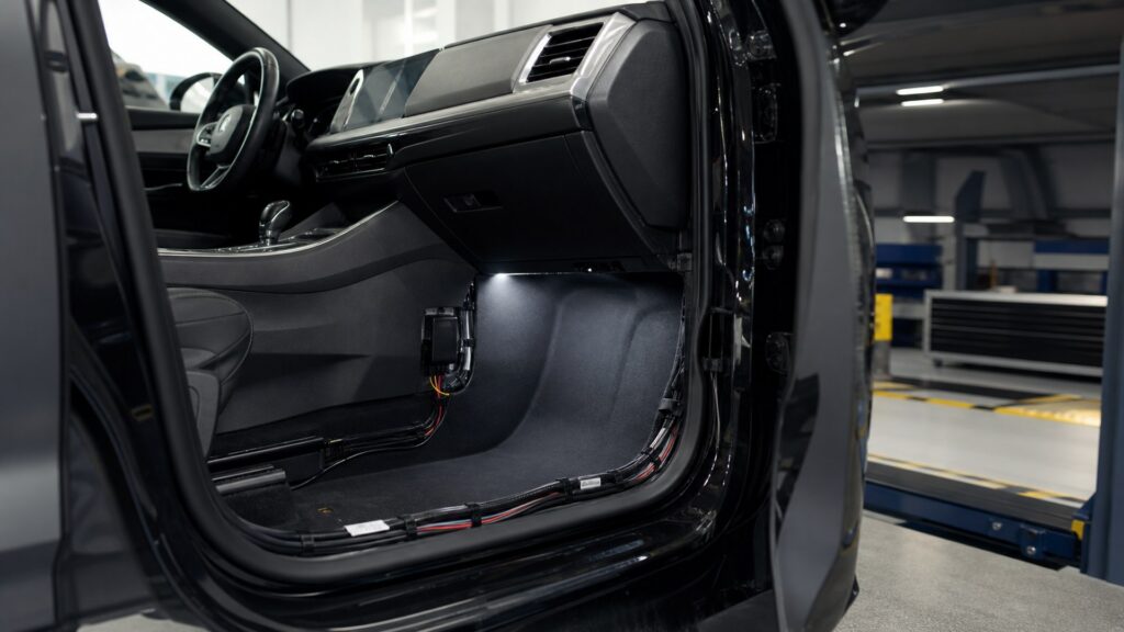 footwell lighting kits shopping setup for camera and sensor integration with practical vehicle-focused details