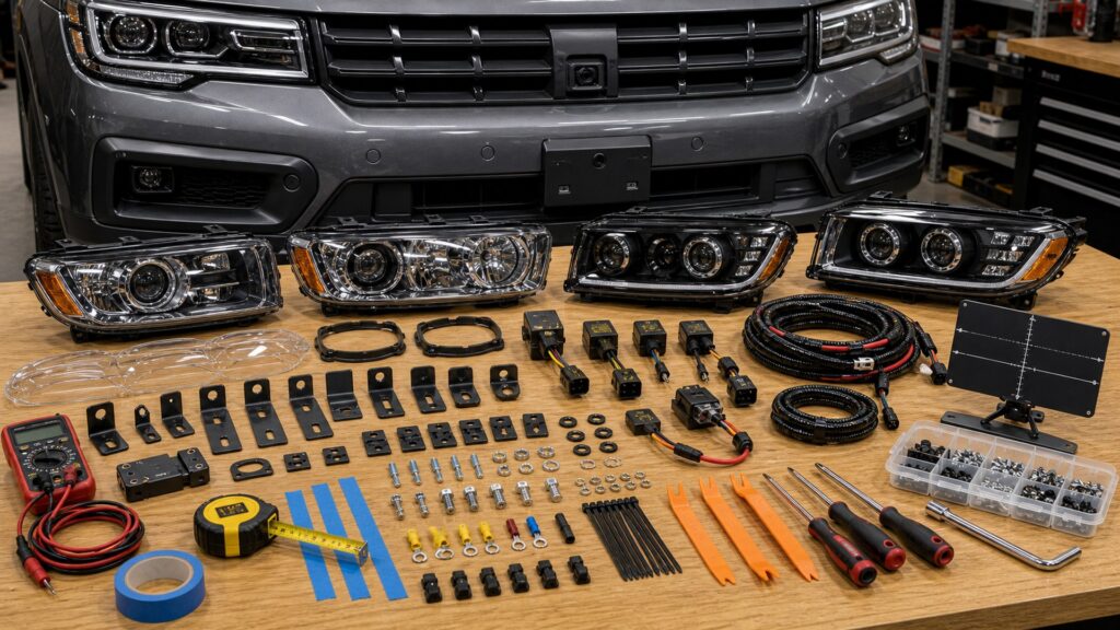 headlights shopping setup for camera and sensor integration with practical vehicle-focused details
