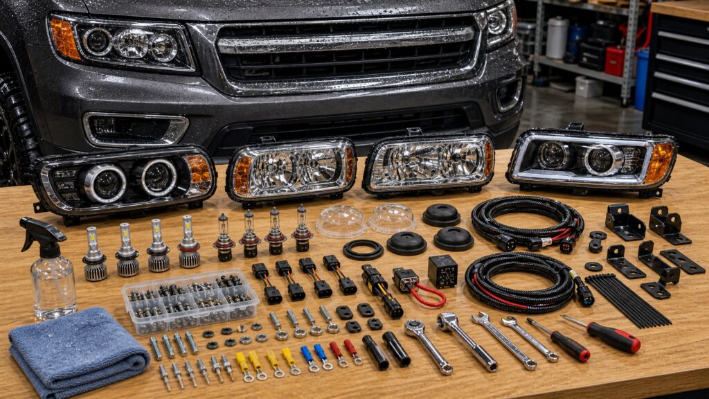 headlights shopping setup for weather and road conditions with practical vehicle-focused details