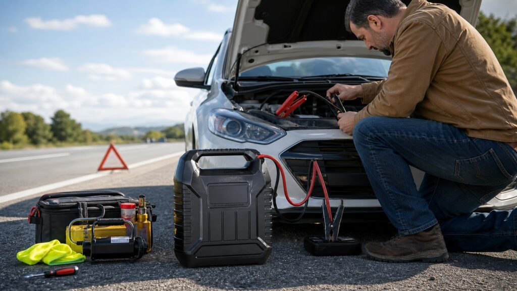 heavy duty jump starters shopping setup for roadside emergency prep with practical vehicle-focused details