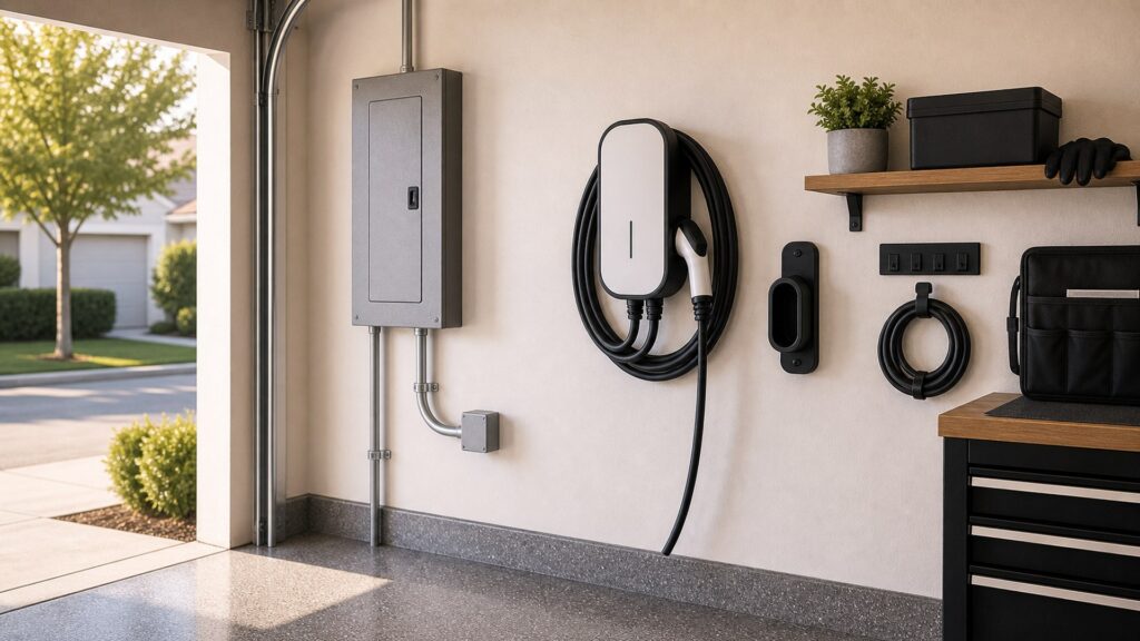 home ev chargers shopping setup for home charging setup with practical vehicle-focused details