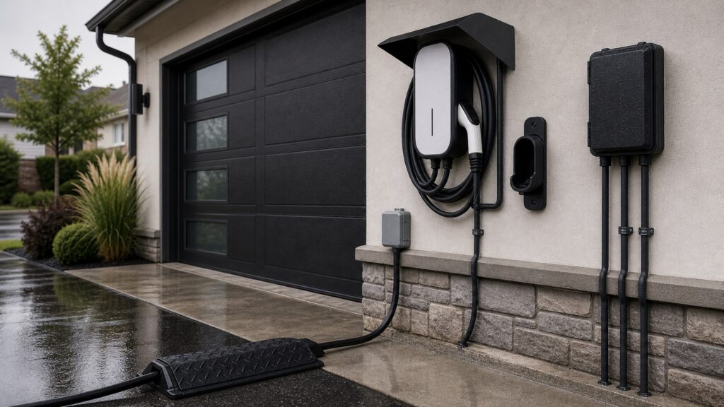 home ev chargers shopping setup for outdoor charging installations with practical vehicle-focused details