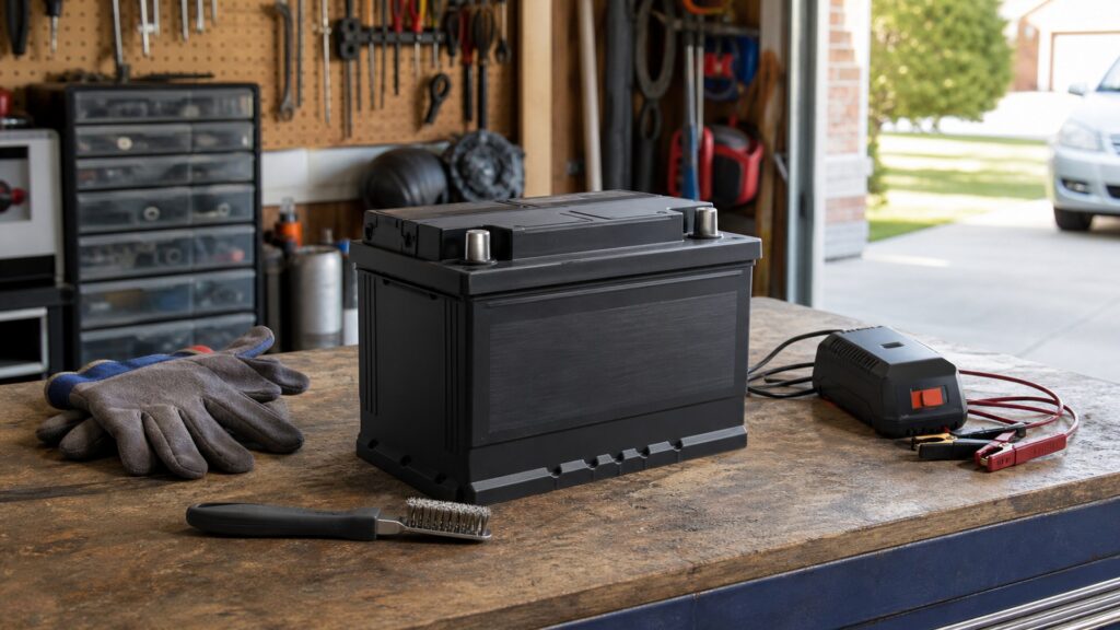 agm car batteries shopping setup for home garage repair projects with practical vehicle-focused details