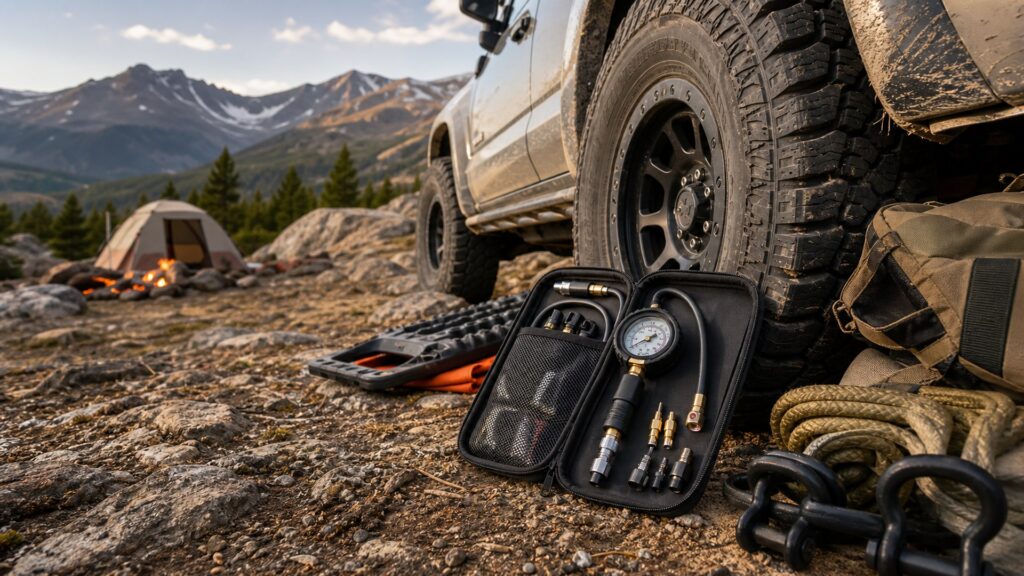 air down tire tools shopping setup for remote camping gear lists with practical vehicle-focused details