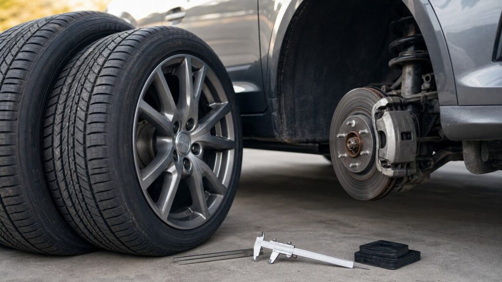 all-season tires shopping setup for wheel size and clearance checks with practical vehicle-focused details