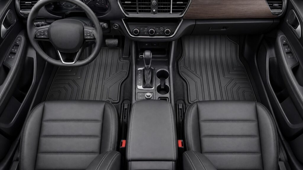 all-weather floor mats shopping setup for seat, dash, and console layouts with practical vehicle-focused details